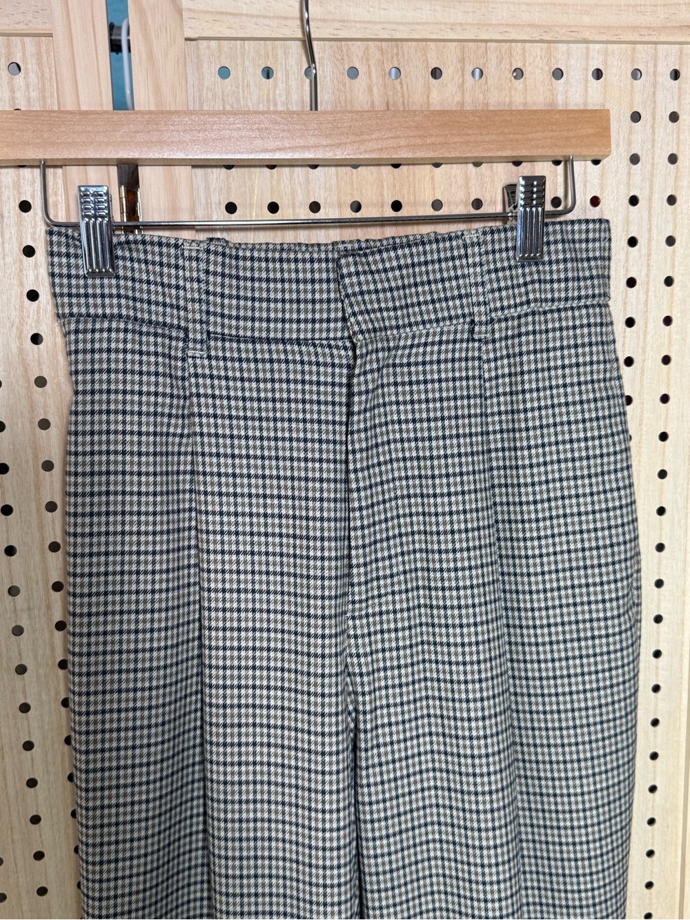 Zara Plaid Ankle Pants XS Brown Blue Check Career Office Preppy Chic Trouser - Picture 3 of 12